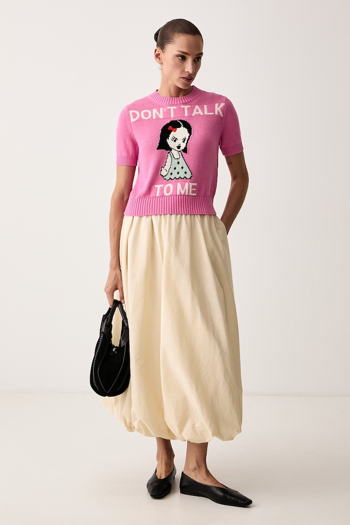 Max&Co. T-shirt swetrowy damski bawełniany ARGENTO 2626366071200 różowy AW26