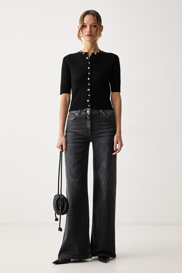 Max&Co. Kardigan damski z wiskozą GIURATO 2626346041200 czarny AW26