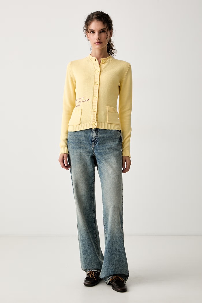 Max&Co. Kardigan damski bawełniany URLO 2626346031200 żółty AW26