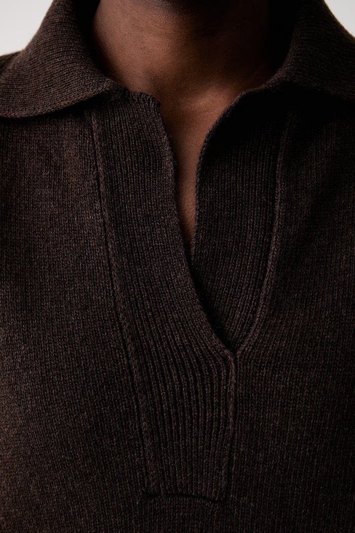 ViCOLO sweter damski z dodatkiem wełny 7AC7021 brązowy