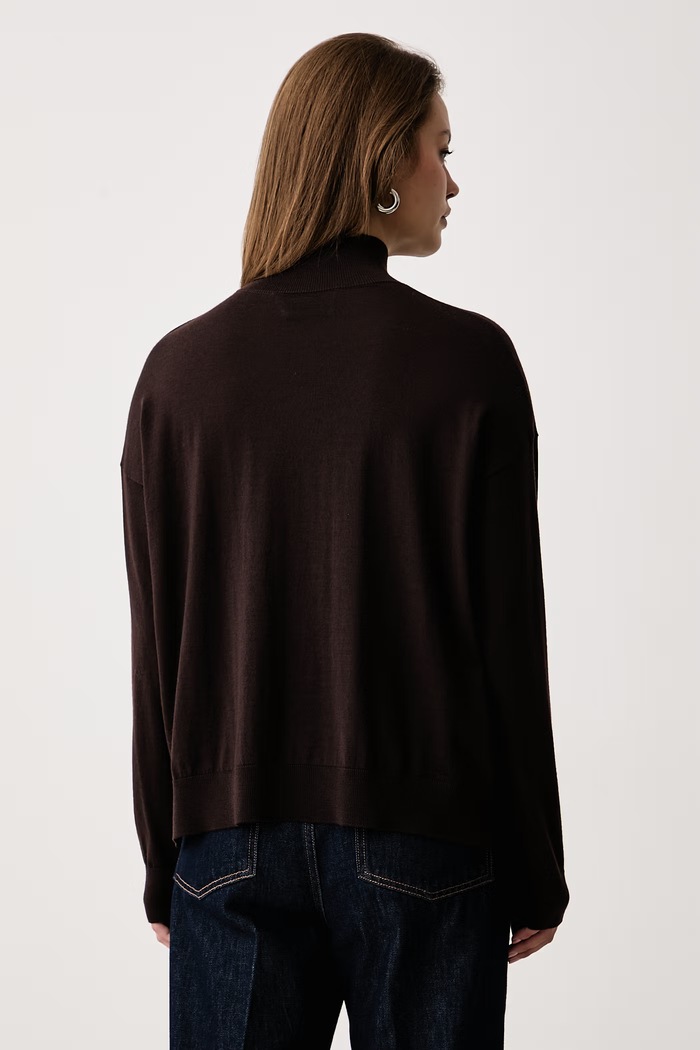 Odzież Kaos Sweter damski wełniany SI1NT061 brązowy