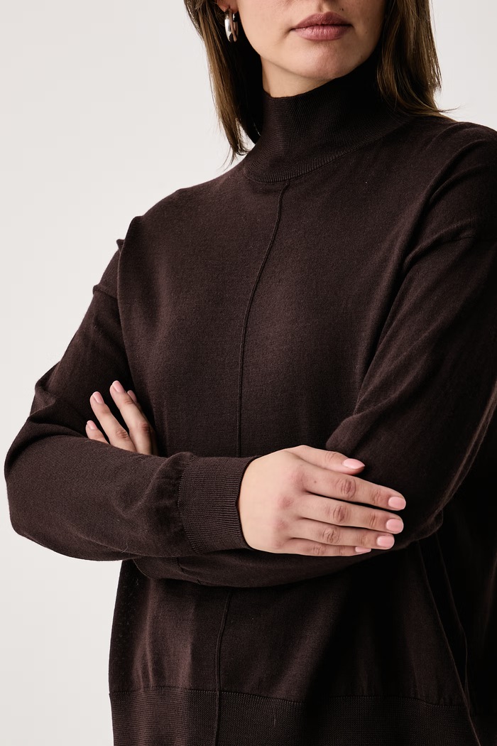 Sweter damski wełniany Kaos SI1NT061 brązowy