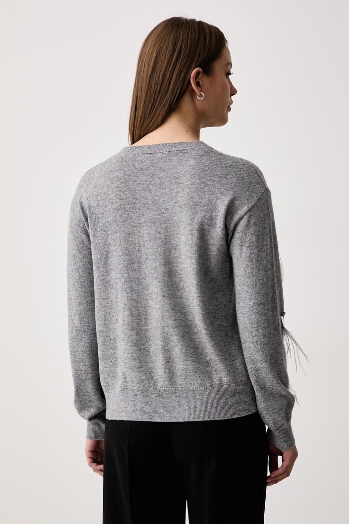 Odzież Kaos Sweter damski z wełną SI1NT050 szary