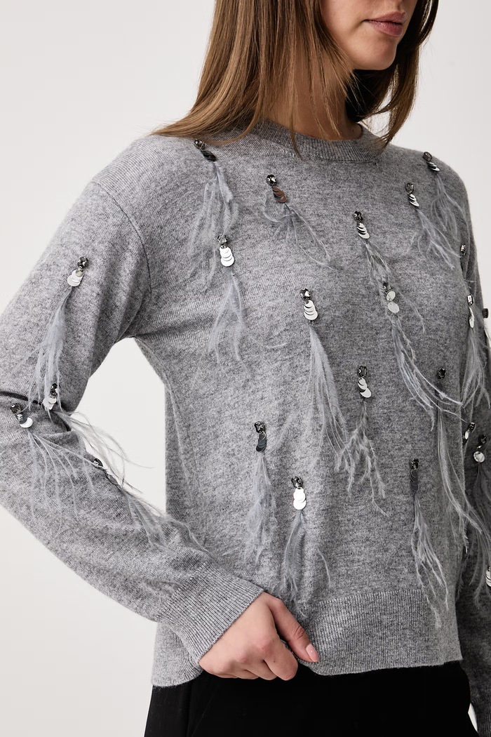 Sweter damski z wełną Kaos SI1NT050 szary