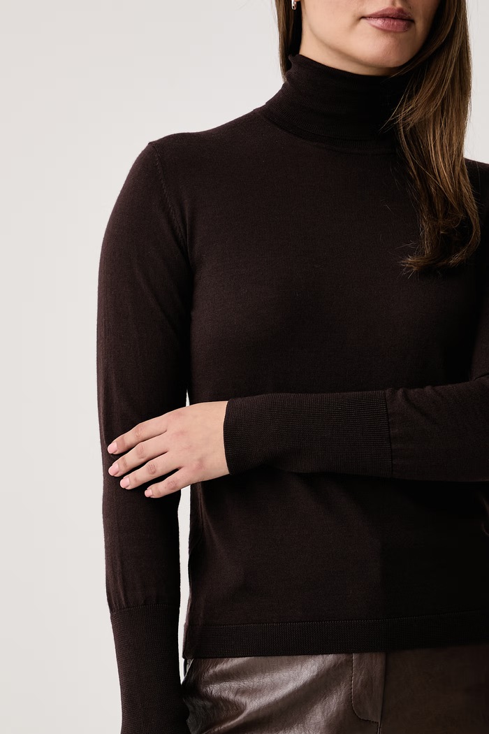 Golf damski wełniany Kaos SI1NT046 brązowy