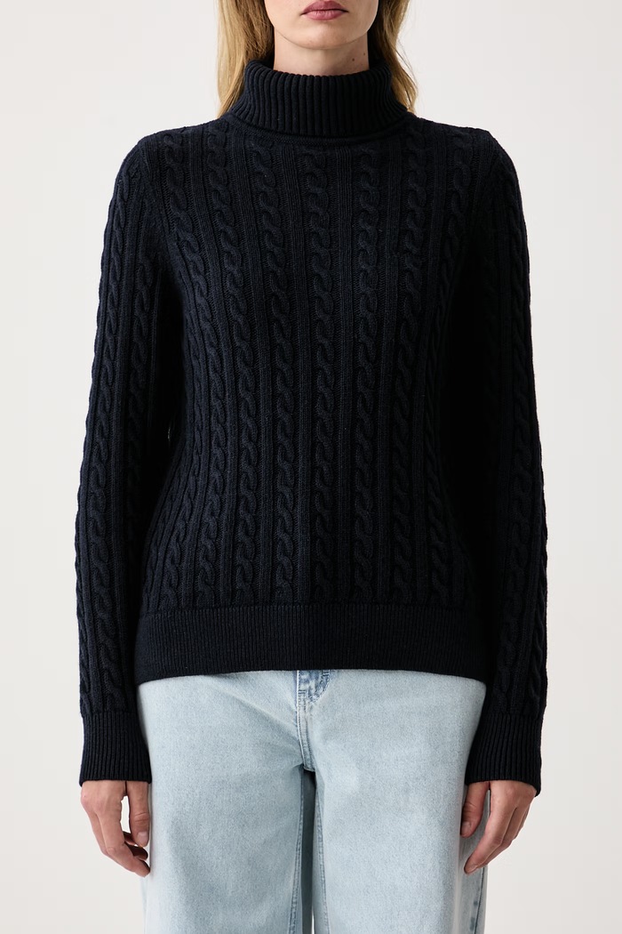Sweter damski z wełną Ambleside Barbour LKN1862 granatowy