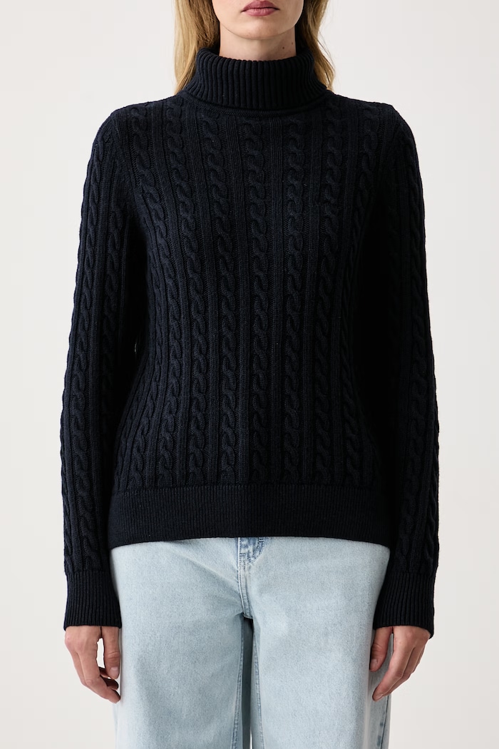 Sweter damski z wełną Ambleside Barbour LKN1862 granatowy