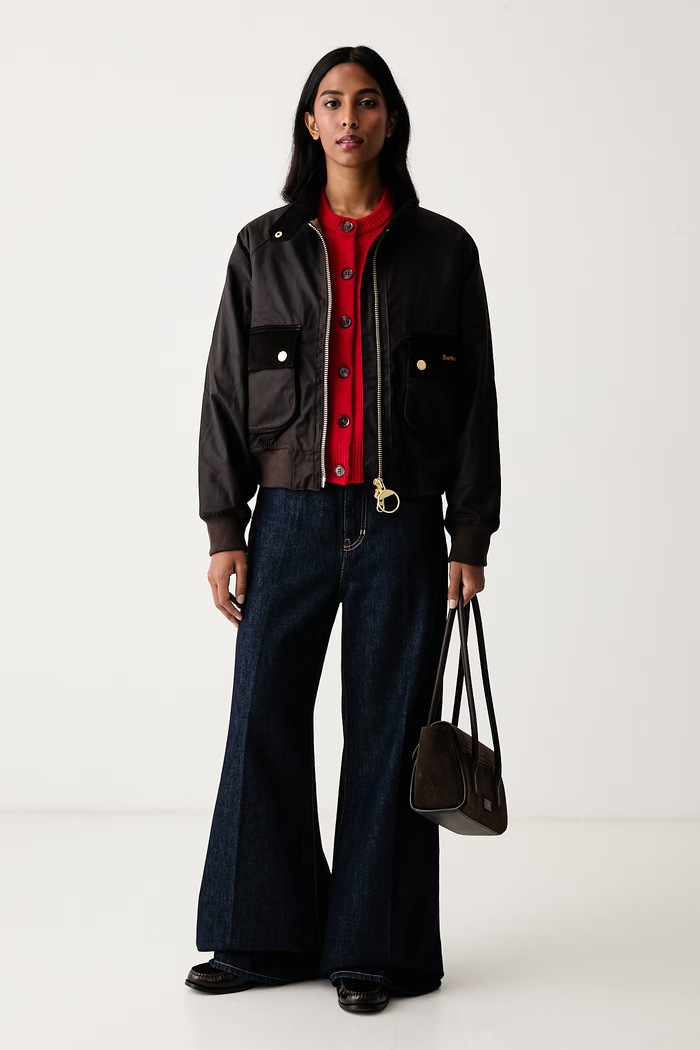 Barbour Kardigan damski wełniany LKN1847 czerwony AW26