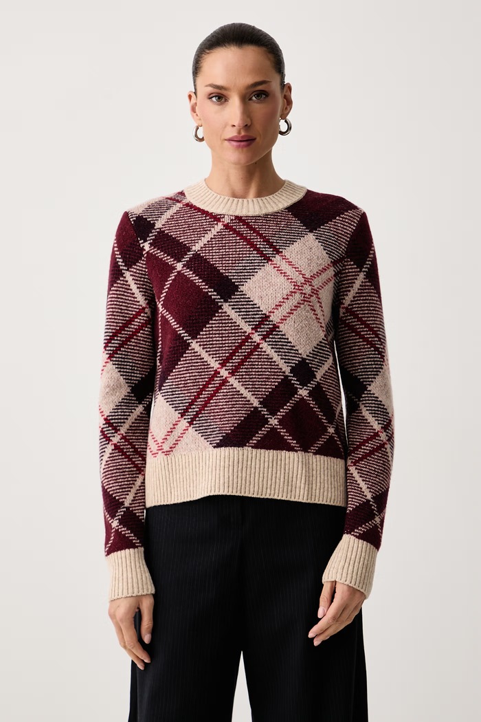 Barbour Sweter damski z wełną Stevie bordowy LKN1840