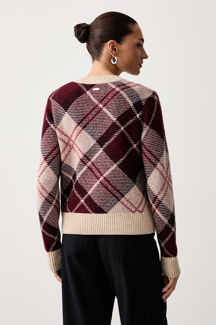 Odzież Barbour Sweter damski z wełną Stevie LKN1840 bordowy