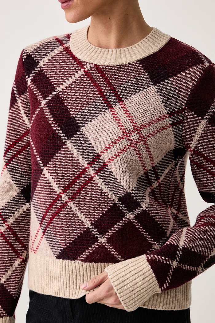 Sweter damski z wełną Stevie Barbour LKN1840 bordowy