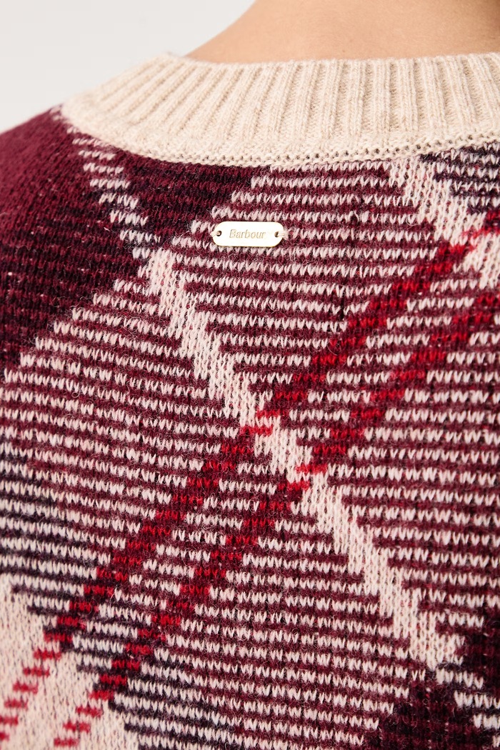 Sweter damski z wełną Stevie Barbour bordowy LKN1840