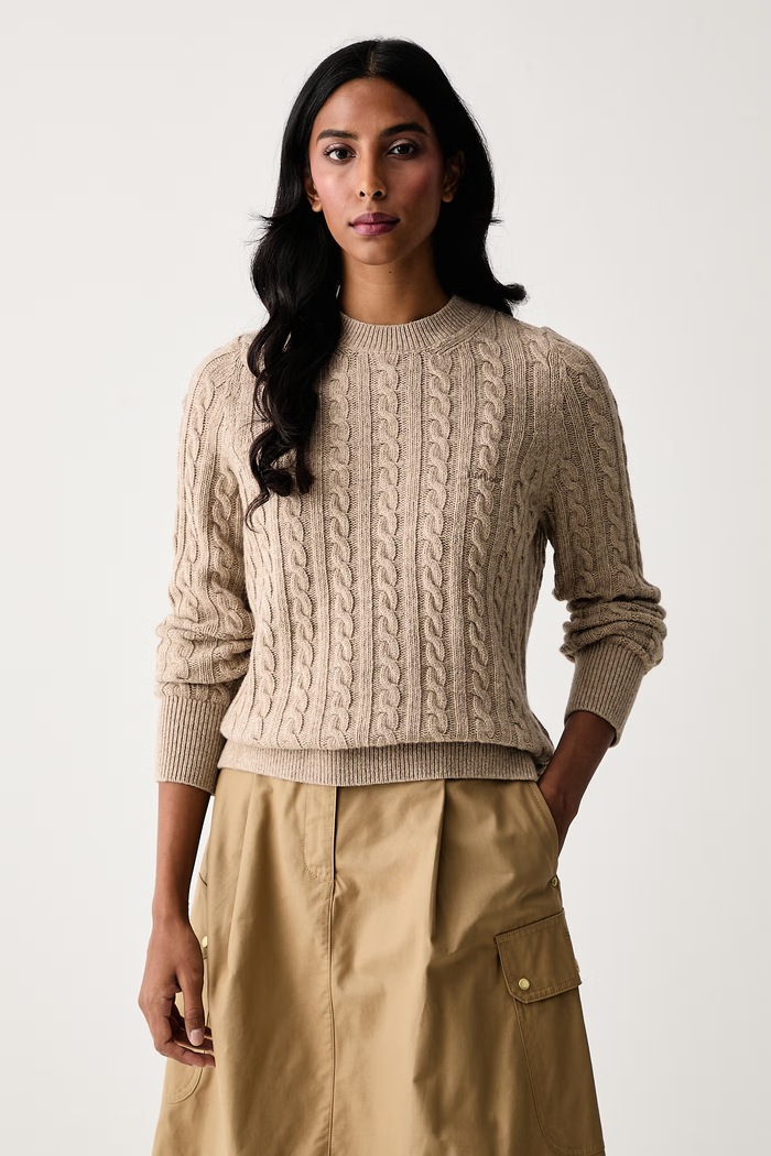 Barbour Sweter damski z wełną Ashdown beżowy LKN1834