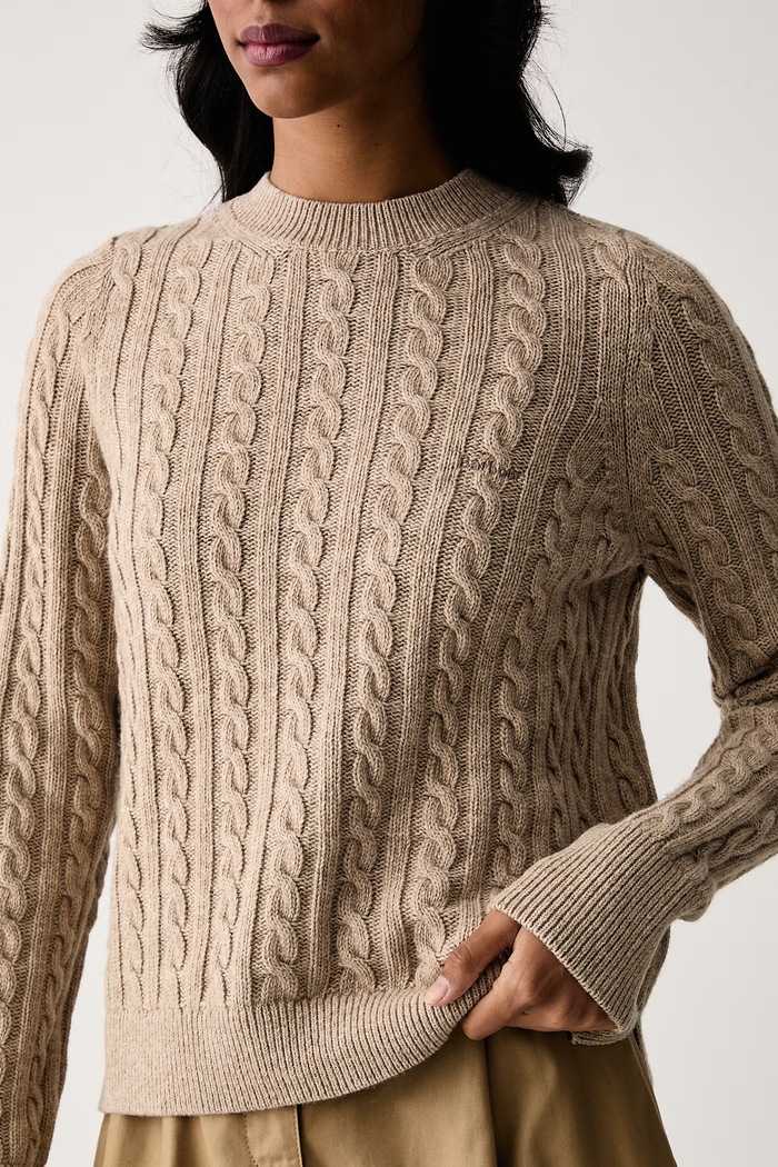 Sweter damski z wełną Ashdown Barbour LKN1834 beżowy