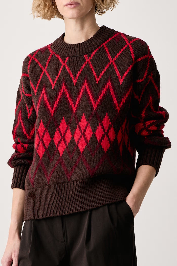 Sweter damski z dodatkiem wełny Adina Barbour LKN1832 brązowy