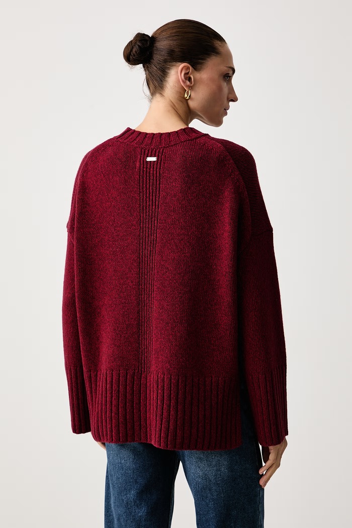 Odzież Barbour Sweter damski z dodatkiem wełny Gaia LKN1827 bordowy