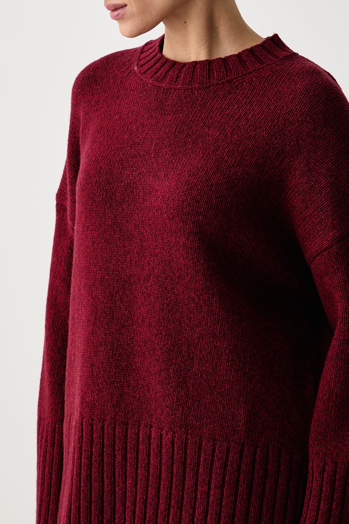 Sweter damski z dodatkiem wełny Gaia Barbour LKN1827 bordowy