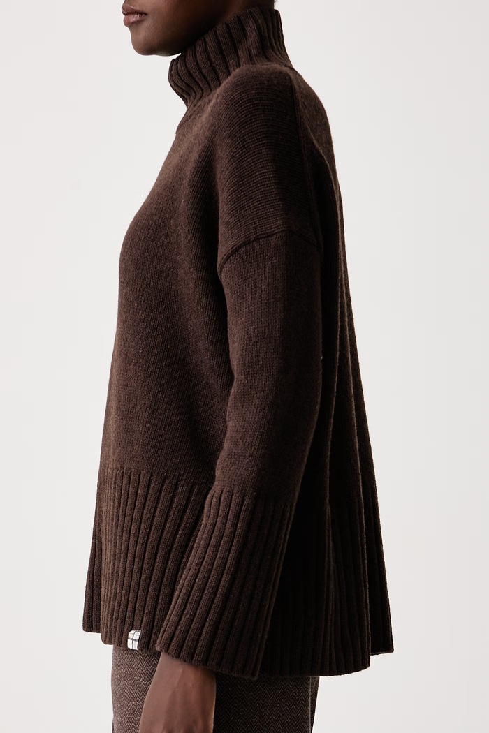 Sweter damski z dodatkiem wełny May Barbour LKN1825 brązowy