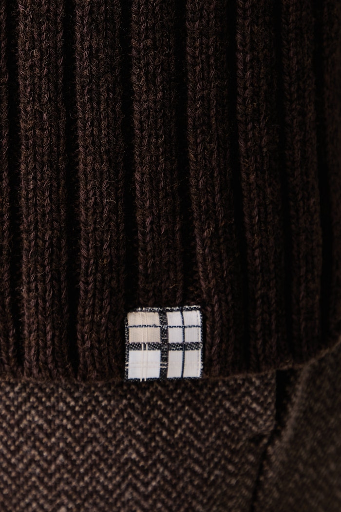 Sweter damski z dodatkiem wełny May Barbour brązowy LKN1825