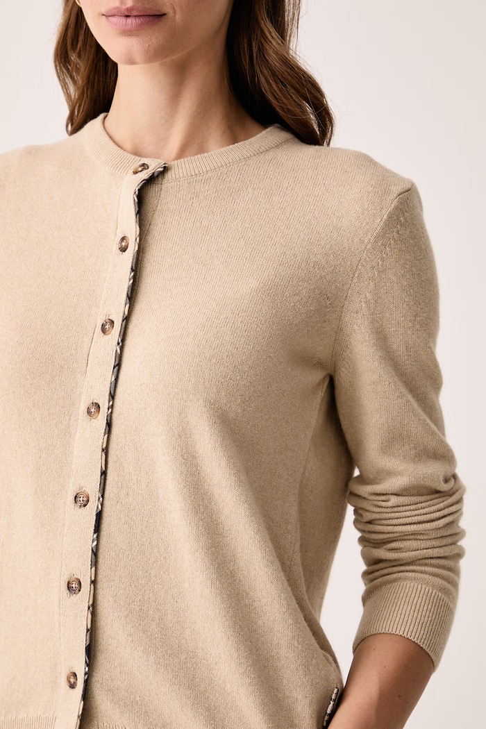 Kardigan damski z wełną Pendle Barbour LKN1076 beżowy