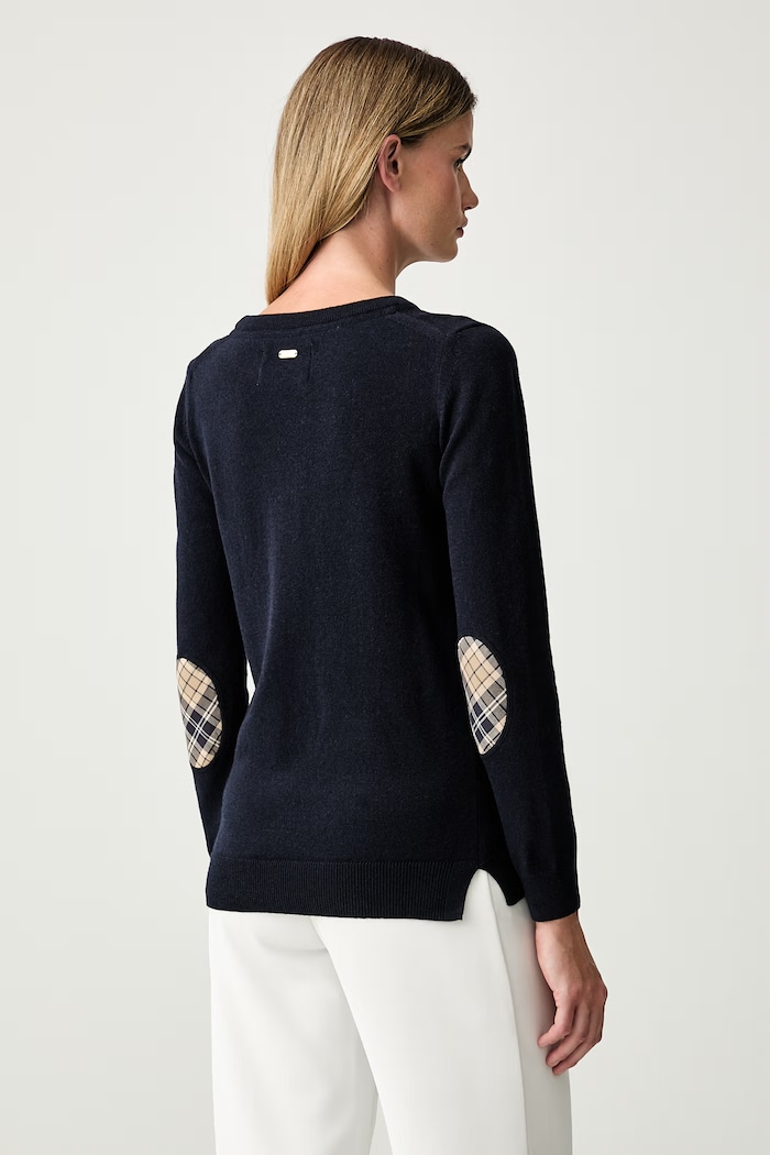 Odzież Barbour sweter damski z wełną Pendle LKN1075 granatowy