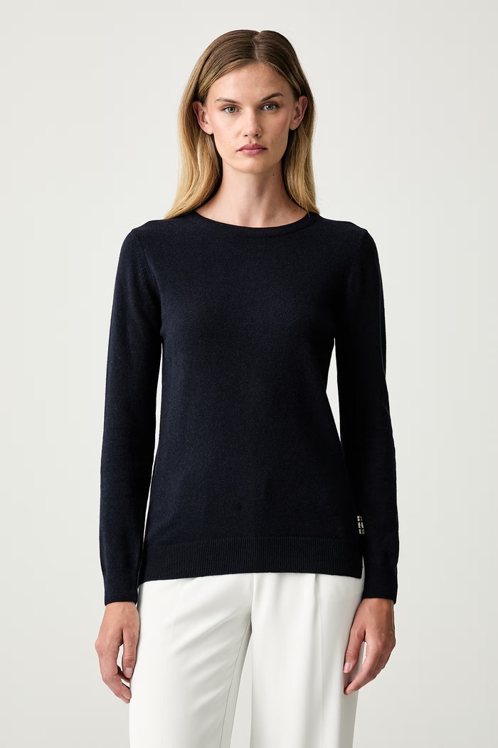 Barbour sweter damski z wełną Pendle granatowy LKN1075