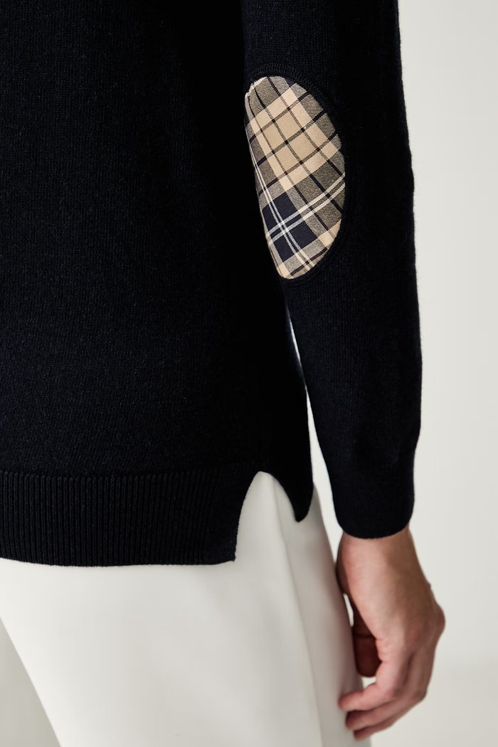 Barbour sweter damski z wełną Pendle LKN1075 granatowy