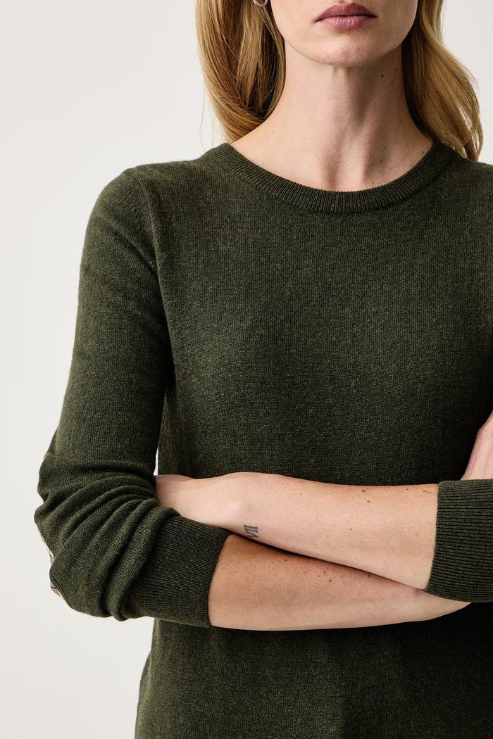 Sweter damski z wełną Pendle Barbour LKN1075 zielony