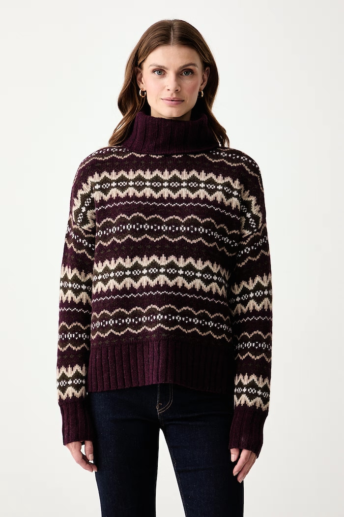 Barbour Sweter damski z wełną Helen bordowy LKN1560