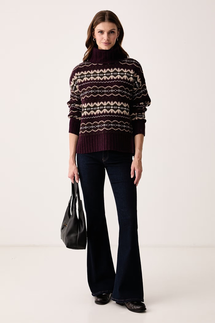 Barbour Sweter damski z wełną Helen LKN1560 bordowy AW26
