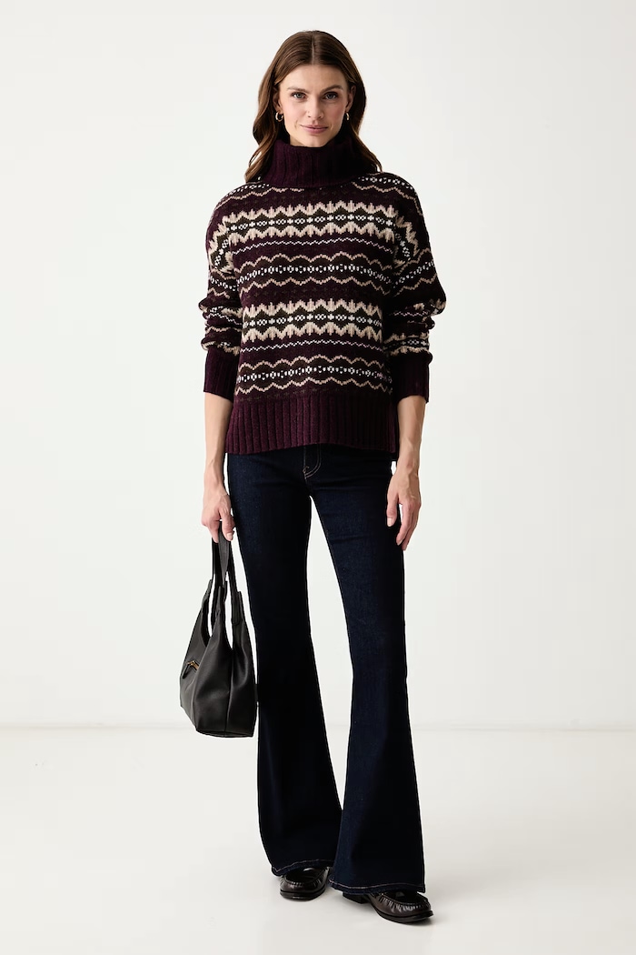 Barbour Sweter damski z wełną Helen LKN1560 bordowy AW26