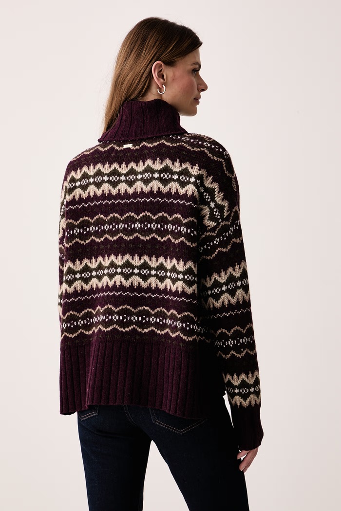 Odzież Barbour Sweter damski z wełną Helen LKN1560 bordowy