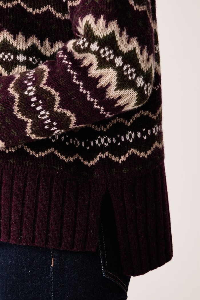 Sweter damski z wełną Helen Barbour bordowy LKN1560
