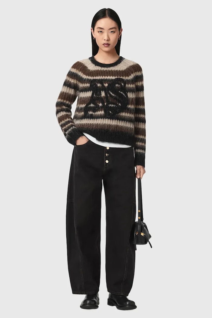 Odzież AllSaints Sweter damski z wełną REGA AS W017KF brązowy
