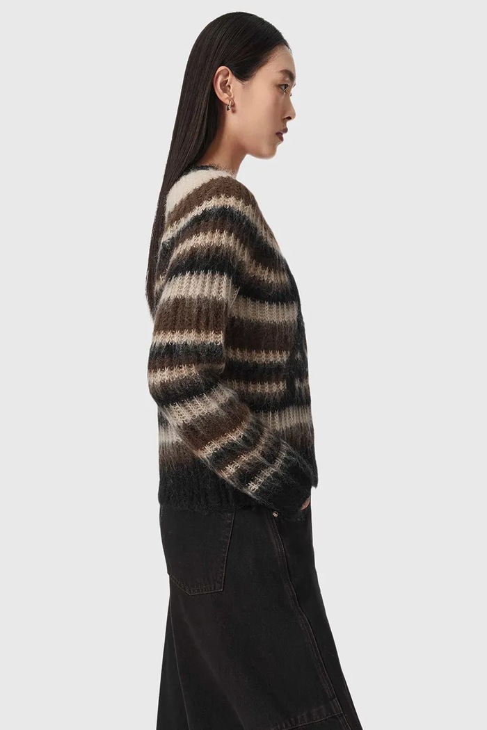 Sweter damski z wełną REGA AS AllSaints W017KF brązowy