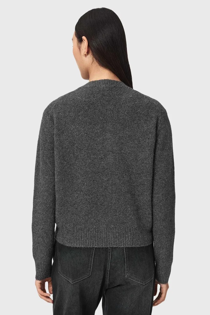 AllSaints Kardigan damski z dodatkiem wełny EFFIE W013KF szary AW26
