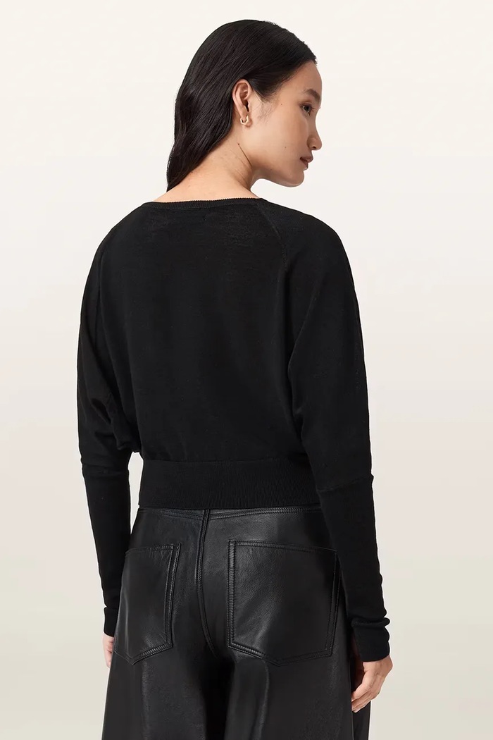 AllSaints Sweter damski wełniany RIDLEY W094KC czarny AW26