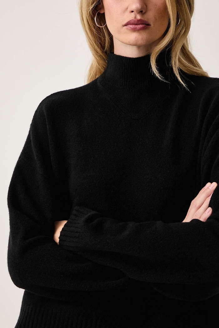 Sweter damski z dodatkiem merino ASHA AllSaints W139KF czarny