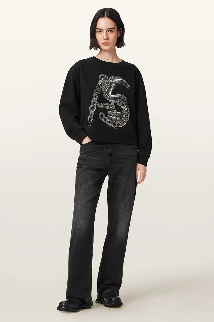Odzież AllSaints Sweter damski z bawełną LINX PIPPA W050JF czarny