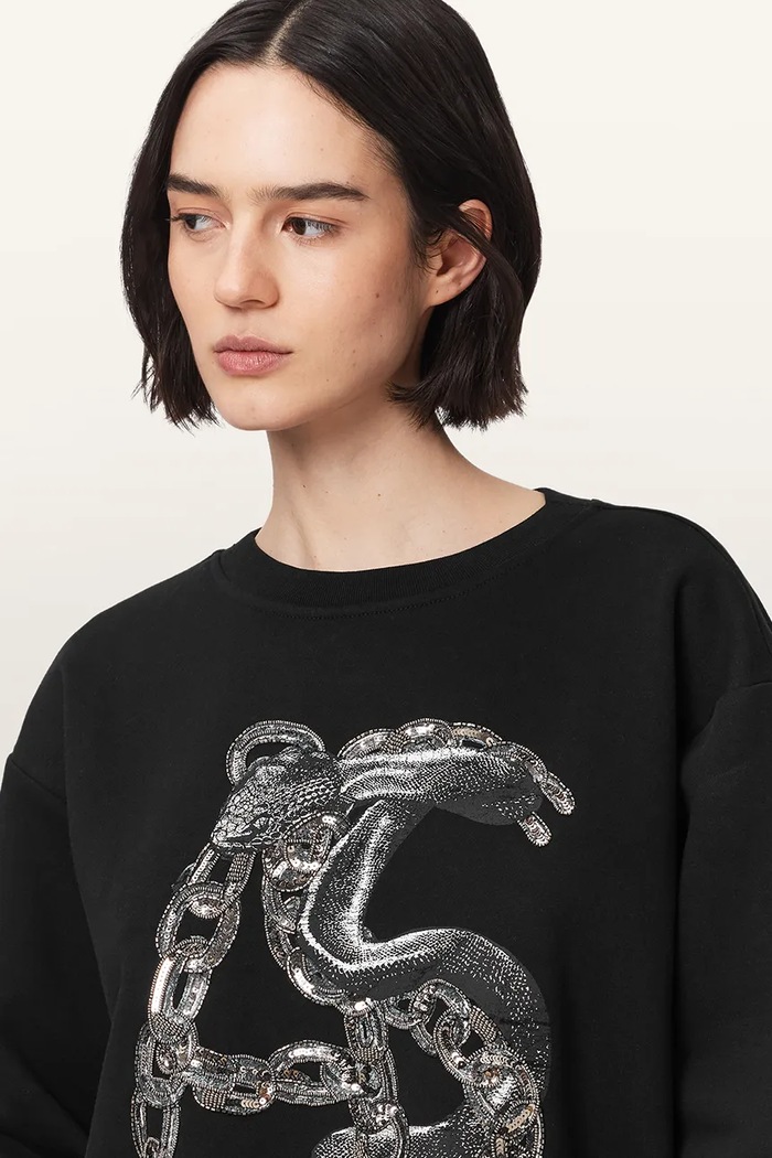 Sweter damski z bawełną LINX PIPPA AllSaints W050JF czarny