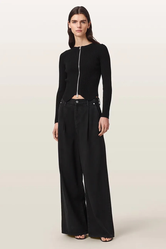 Kardigan damski z wiskozą CRUZ ZIP AllSaints W036KF czarny