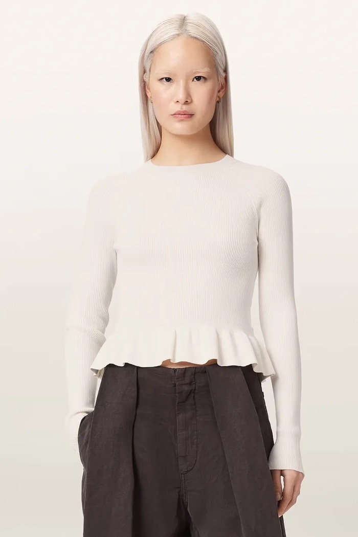 AllSaints Sweter damski z wiskozą JAS beżowy W035KF
