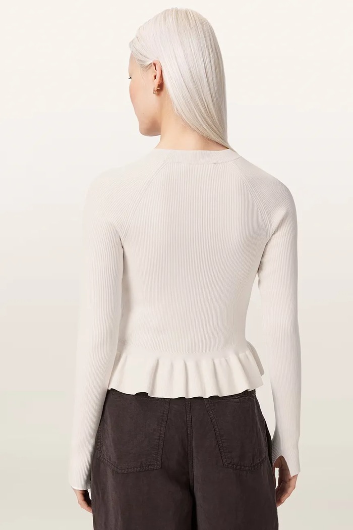 AllSaints Sweter damski z wiskozą JAS W035KF beżowy AW26