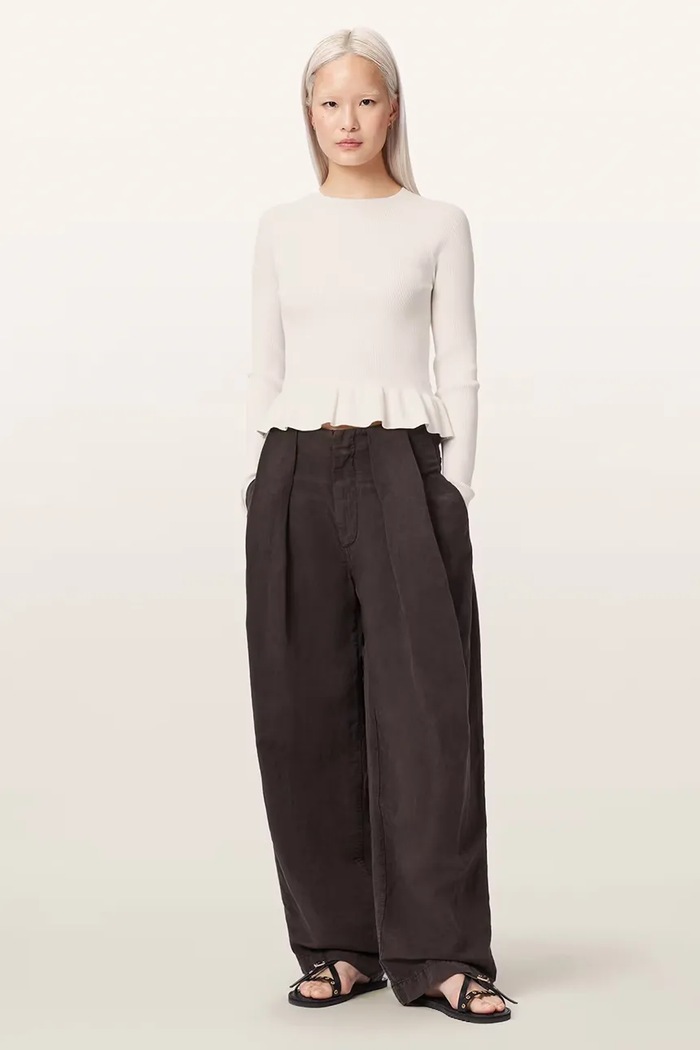 Odzież AllSaints Sweter damski z wiskozą JAS W035KF beżowy