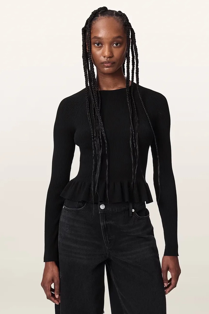AllSaints Sweter damski z wiskozą JAS czarny W035KF