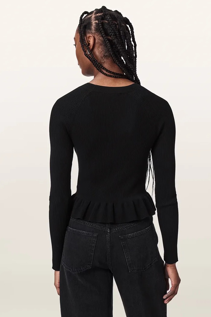 AllSaints Sweter damski z wiskozą JAS W035KF czarny AW26