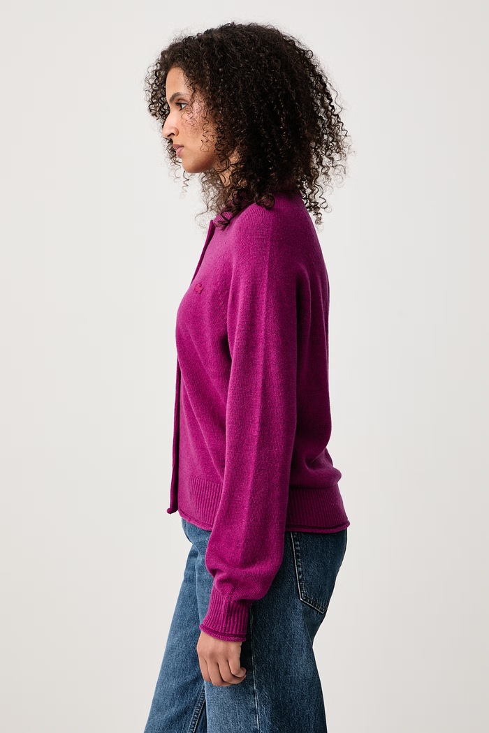 Cardigan din lână merino pentru femei Lacoste AF8274.ZK2 violet