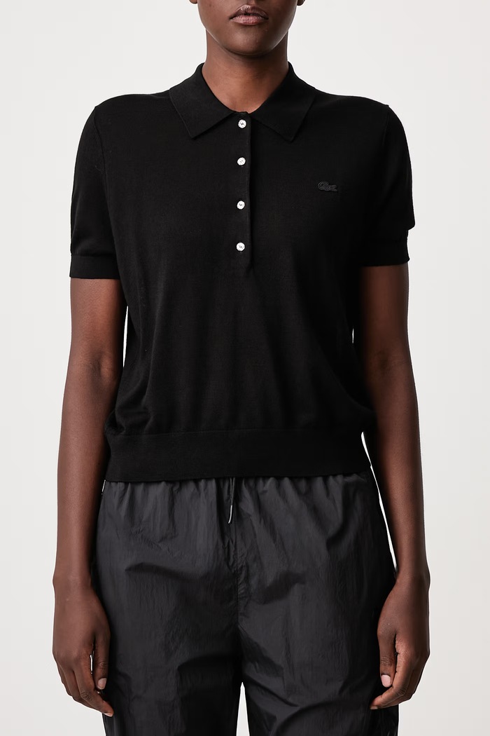 Sweter z dodatkiem kaszmiru damski Lacoste czarny AF8273.031
