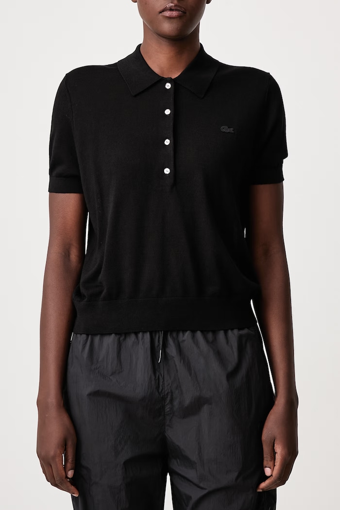 Sweter z dodatkiem kaszmiru damski Lacoste czarny AF8273.031