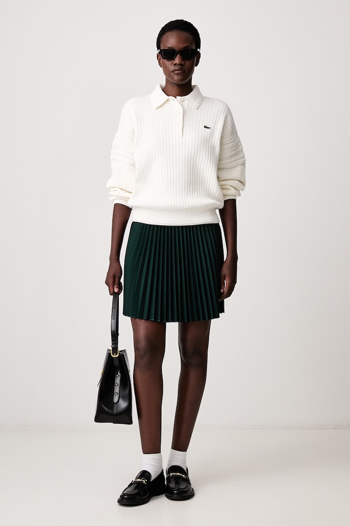 Lacoste Sweter bawełniany damski AF8272.70V beżowy AW26